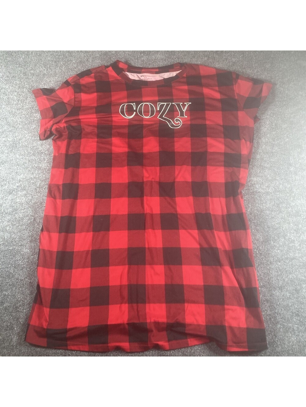 Women's JOYSPUN Cozy Short Sleeve Sleepshirt Nightshirt Plaid Sz 2x-3x Ag